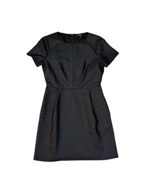 Madewell Fitted Brocade Black Metallic Short Sleeve Wool Blend Dress